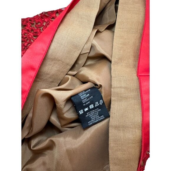 Carlisle Dress Red Lace Floral Overlay Italian Linen Sleeveless Size 2 Women - Picture 10 of 10